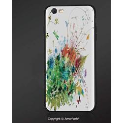 Case for Apple iPhone 6 and iPhone 6s,Shock-Absorption Bumper Cover,Anti-Scratch Back,Watercolor,Floral Jungle Foliage Summer Design Dragonfly Herbs Fresh Leafage,Multicolor
