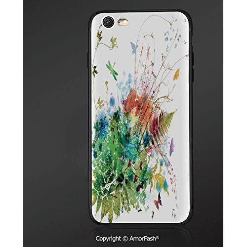 Case for Apple iPhone 6 and iPhone 6s,Shock-Absorption Bumper Cover,Anti-Scratch Back,Watercolor,Floral Jungle Foliage Summer Design Dragonfly Herbs Fresh Leafage,Multicolor
