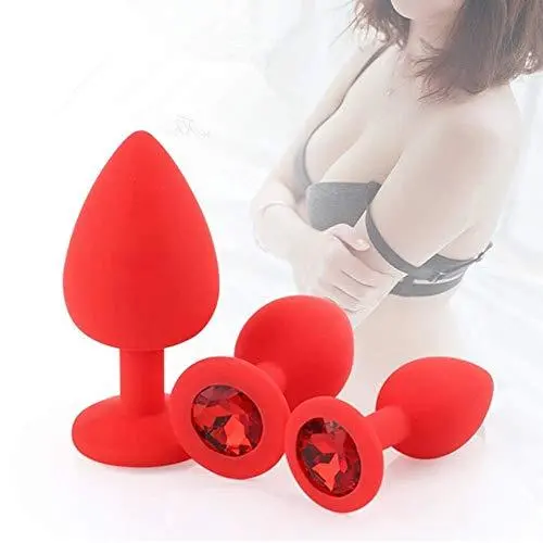Aookty 34-3Pcs/Set Medical Silicone Trainer Kit Anale Pugs Beginner Set for Women and Men (Red)