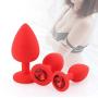 Aookty 34-3Pcs/Set Medical Silicone Trainer Kit Anale Pugs Beginner Set for Women and Men (Red)