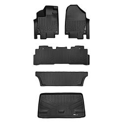 MAXLINER Floor Mats 3 Rows and Cargo Liner Behind 3rd Row Set Black for 2018-2019 Honda Odyssey