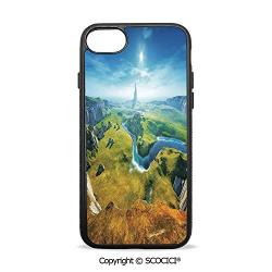 SCOCICI Non-Slip Drop Protection Smart Cell Phone Case 3D Style Colorful Magical Outdoors River Rocks Cliffs Fresh Grass Hiking Compatible with iPhone 7