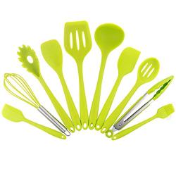 JunbosiKitchenware Pin Silicone Kitchenware Set Kitchenware Set of 10 Nonstick Cookware Silicone Kitchenware Shovel Spoon Cooking,Green