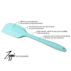 Silicone Spatula Set - Heat Resistant 650?F - Seamless and BPA Free - By Zoppi Kitchenware (BLUE)