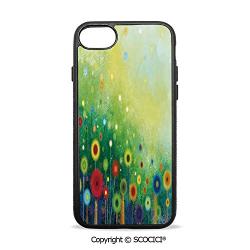 SCOCICI Non-Slip Drop Protection Smart Cell Phone Case Retro Round Seasonal Blooms Floret Petal Cloudy Botany Scenery Compatible with iPhone 7