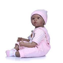 icradle Dolls 20 inch NPK Biracial Reborn Baby Doll African American Boy Girl Cute Realistic Baby Black Skin Kids Toys (Pink)