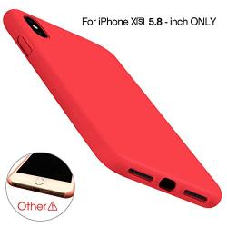 Miracase Liquid Silicone Case Compatible with iPhone Xs (2018)/ iPhone X(2017) 5.8 inch, Gel Rubber Full Body Protection Shockproof Cover Case Drop Protection Case (Red)