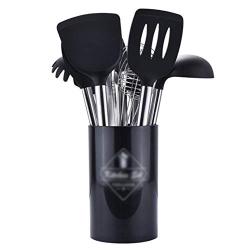 Gwjs Silicone Stainless Steel Kitchenware, Non-stick Heat-resistant Cookware Cooking Utensils Kitchen Gadget Kitchen Utensils-black 35.5cm(13.9inch)