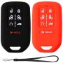 Velsman 7 Buttons Key FOB Silicone Cover Case Protector Keyless Entry Case Holder Compatible with 2018 2019 Honda Odyssey Elite - Free Wrist Strap (Black and Red)