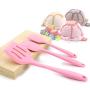 Ksone Home 6pcs Pink kitchenware Food Grade Silicone Kitchen Cooking Tools Durable Cooking Utensils Eco-Friendly Kitchen Baking Tools