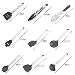 9 Pieces of Silicone Kitchen Utensils, Stainless Steel Handle Cooking Spoon Shovel Tool, Non-Stick Pan, Silicone Appliance, Kitchenware