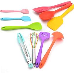 Silicone Kitchenware - Color Silicone Kitchenware Set of 10 Sets, Cooking Kitchen Gadgets, Cooking Shovel Spoons for Non-stick Cookware