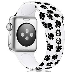 KOLEK Floral Bands Compatible with Apple Watch 42mm 44mm, Silicone Fadeless Pattern Printed Replacement Bands for iWatch Series 4 3 2 1, Paw, M, L