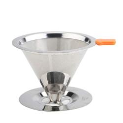 Hli-SHJHsmu Coffee Filter Stainless Steel Pour Over Cone Dripper Reusable Coffee Filter with Cup Stand Reusable Coffee Filter Micro Mesh Filter