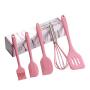 5 Pcs Silicone Kitchen Kitchenware Set - Cooking Baking Utensil Tools Turner Spatula Non-Stick & Heat Resistant Pink