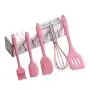 5 Pcs Silicone Kitchen Kitchenware Set - Cooking Baking Utensil Tools Turner Spatula Non-Stick & Heat Resistant Pink