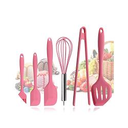 6pcs Silicone Kitchen Cooking Tools Pink kitchenware Durable Cooking Utensils Eco-friendly Kitchen Baking Tools