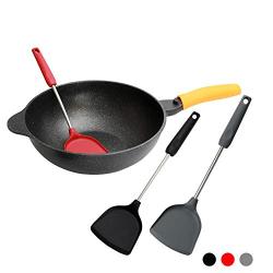 Yuybei-Home Silicone kitchenware Silicone Wok Spatula Non-Stick Heat Resistant Easy to Clean Kitchen Utensil for Chinese Cooking Nonstick Heat Resistant Tools (Color : Black, Size : 37.5×10cm)