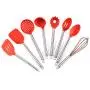 JunbosiKitchenware Stainless Steel Handle Silicone Kitchenware 8 Piece Set Non-Stick Kitchen Tool Anti-Scalding Cooking Shovel Spoon,Red