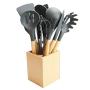 Kitchenware Set Silicone Wood Handle - 23 Piece Set Food Grade Nonstick Cooking Spoon Shovel Tool, Cooking Set Shovel Soup Hedge Ladder - Chefs Hand, 灰色