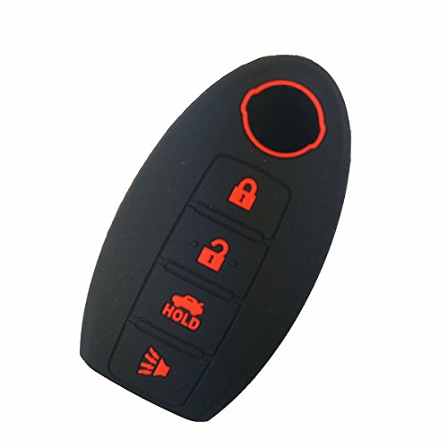 Coolbestda Black Silicone Key Fob Skin Jacket Cover Case Remote Keyless Entry Protector for Nissan Maxima Altima Gt-r Sentra Murano 4Buttons