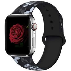 EXCHAR Compatible with Apple Watch Band 40mm 38mm 44mm 42mm Fadeless Pattern Printed Floral Bands Silicone Replacement Band for iWatch Series 5 Series 4/3/2/1 for Women Men