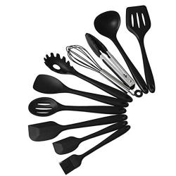 Silicone Kitchenware 10 Piece Nonstick Cookware Set Kitchen Tools Baking Utensils,Black