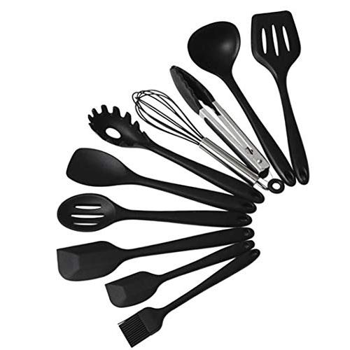 Silicone Kitchenware 10 Piece Nonstick Cookware Set Kitchen Tools Baking Utensils,Black