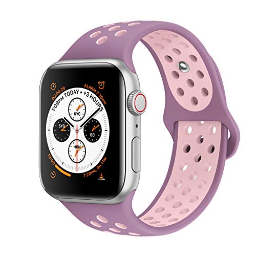 AdMaster Bands Compatible with Apple Watch 38mm 40mm 42mm 44mm,Soft Silicone Replacement Wristband Compatible with iWatch Series 1/2/3/4