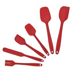 Heat Resistant Silicone Spatulas Silicone kitchenware set of 6 cream scraper six-piece baking tools spatula brush set (Color : Red)