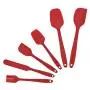 Silicone kitchenware set of 6 cream scraper six-piece baking tools spatula brush set (Color : Red)