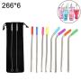 Kitchenware 8 PCS Reusable Silicone Tips Stainless Steel Drinking Straws + 2 PCS Cleaner Brushes Set Kit With Cashmere Bag, 2666mm Kitchen supplies