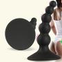 Silicone Butt Plug Multiple Anal Beads Tapered Anal Trainer with Suction Cup Manual Sex Toy