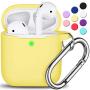 AirPods Case Cover with Keychain, Full Protective Silicone AirPods Accessories Skin Cover for Women Girl with Apple AirPods Wireless Charging Case,Front LED Visible-Yellow