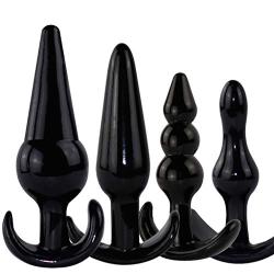 YLU 4Pcs Silicone Plug Set Toy Training Kit Suction Beads (Black)