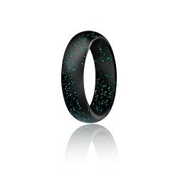 ROQ Silicone Wedding Ring for Women, Affordable Silicone Rubber Wedding Bands, 7 Packs, 4 Pack & Singles - Glitters & Metallic - Rose Gold, Silver, Pink, Black, Blue