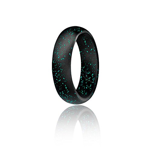 ROQ Silicone Wedding Ring for Women, Affordable Silicone Rubber Wedding Bands, 7 Packs, 4 Pack & Singles - Glitters & Metallic - Rose Gold, Silver, Pink, Black, Blue