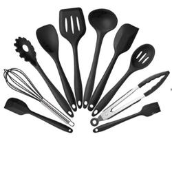 Carriemeow Silicone Kitchenware 10pcs Non-stick Pot Set Green Kitchen Tools Baking Tools (Color : Black)