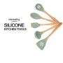 6 Pcs/Set Kitchen Wood Frame Silicone Kitchen Utensils Cooking Utensils Cooking Tool Sets Spoon Shovel Base Kitchenware Set