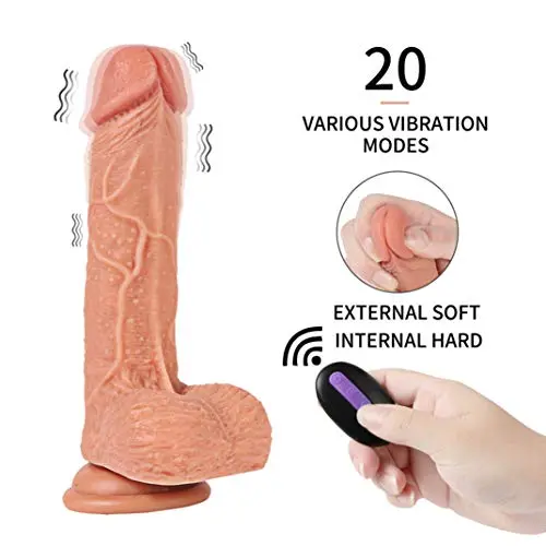 Soft-??ld? Small Size Realistic Silicone Vibrating Toy with 20 Speeds and Strong Suction Cup for Women Wireless Remote Control Rechargeable