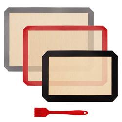 Silicone Baking Mat Set of 4, Half Sheets Cooking Macaron Pastry Mats, Non-Stick Large Liner 11 5/8 ×16 1/2