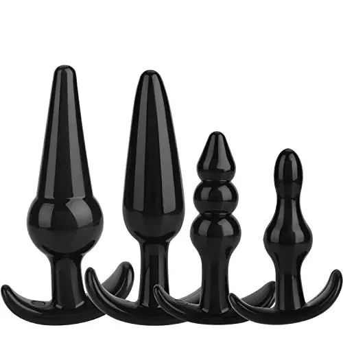 Medical Silicone Trainer Kit,Beginner Set,4pcs/Set Soft Plugs Toys for Women and Men (Black)