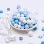 HAO JIE Baby Silicone Teether Beads 100pcs BPA Free Food Grade Teething Beads Mint Series DIY Jewelry Chewable Nursing Necklace Accessories