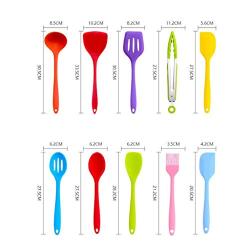 Silicone Kitchenware Set Silicone Kitchenware 10 Sets Of Silicone Scraper Shovel Spoon Oil Brush Food Clips And Other 10 Sets (Color : Color)