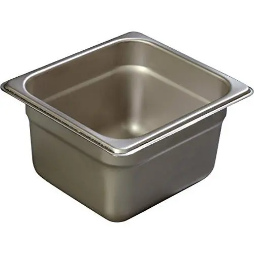 Carlisle 608164 DuraPan Heavy Gauge Stainless Steel Sixth-Size Steam Table Food Pan, 4" Deep