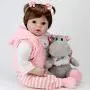 Aori Lifelike Realistic Reborn Baby Doll 22 Inch Real Looking Weighted Reborn Doll with Pink Clothes and Accessories Best Birthday Set for Girls Age 3