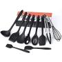 Alician Home Kitchen Bathroom Supplies 10pcs Kitchenware Silicone Spoon Cooking Utensils Accessories Heat Resistant Kitchenware Black 10-Piece Color Box