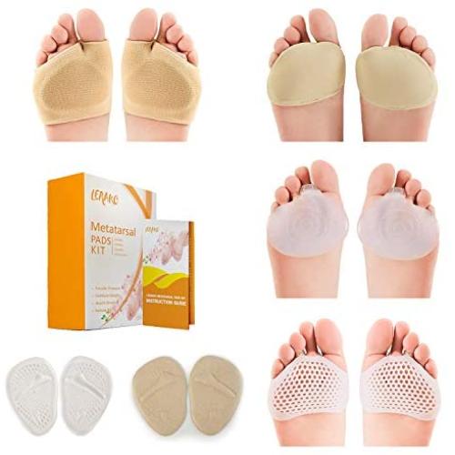 Metatarsal-Pads-Ball-of-Foot Kit, 12pcs, Metatarsal Gel Sleeves, Silicone Metatarsal Pads & Free Inserts, Fast Foot Pain Relief & All day Comfort, Sizes for Men & Women