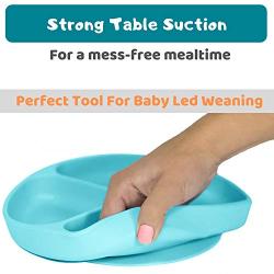 Silikong Suction Plate for Toddlers | BPA Free | Microwave, Dishwasher and Oven Safe | Fits Most Highchair Trays | Stay Put Divided Baby Feeding Bowls and Dishes for Kids and Infants