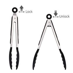 Hli-SHJHsmu 2PCS Silicone Tongs Kitchen Premium Silicone Kitchen Tongs Set 9-Inch 12-Inch Tongs BBQ Cooking Tool Kitchenware